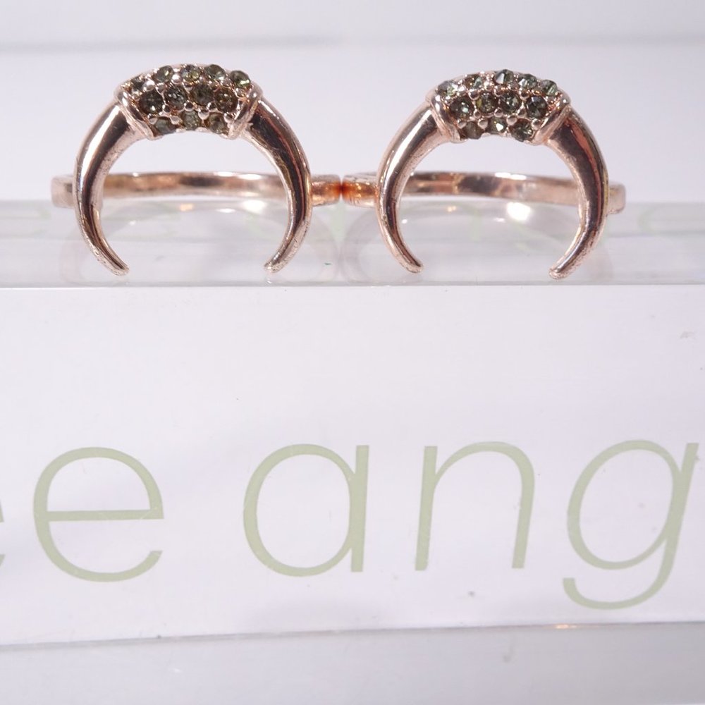Lee Angel  Curved Crystal Two SeT Ring NWT 98 sz 6